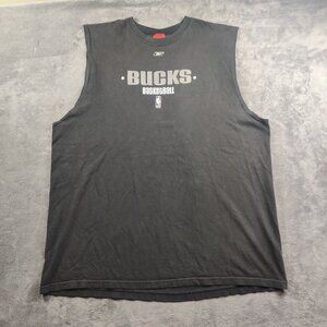Y2K Reebok Shirt Adult Men's 4XL Tall Faded Black Sleeveless Milwaukee Bucks NBA